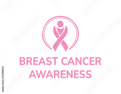 Breast cancer awareness idea. Pink ribbons featuring the inspiring words hope, love, courage, set against a white backdrop. A sign of support and awareness for breast cancer.
