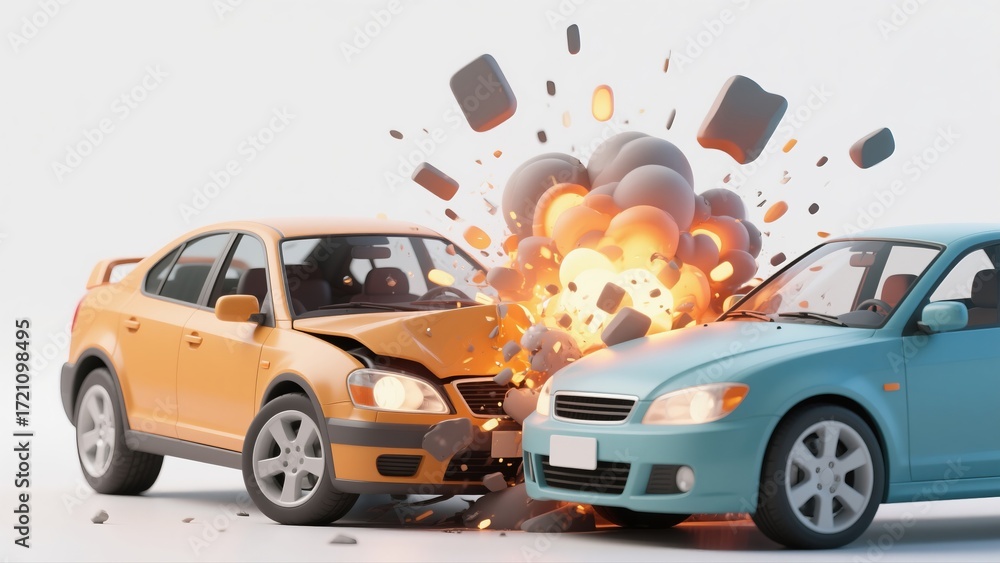 Fototapeta premium Creative abstract business background with dynamic curve overtaking collision explosion moment 3D illustration design for commercial poster banner web cover elements and financial technology concepts.