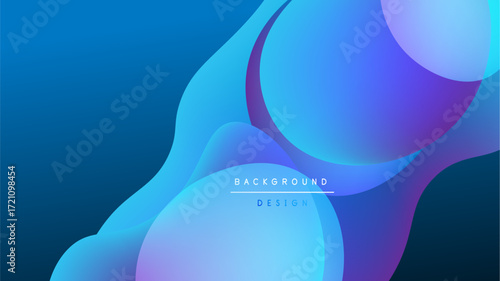 Abstract fluid shapes overlap, creating vibrant blue gradients. Dark background emphasizes flowing forms, modern design element.