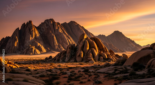 Tapety artystyczne Dramatic Spitzkoppe Mountains at Sunset, Namibia, Africa