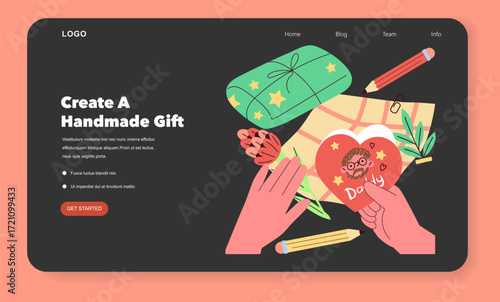 Crafting a Handmade Gift Card Vector Illustration