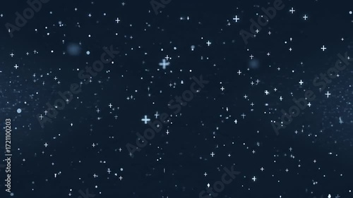 Night sky filled with crosses and circles