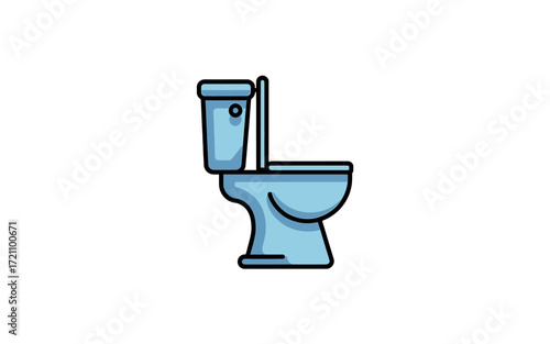 Illustration of a Blue Toilet Bowl on a White Background Perfect for Bathroom Design Concepts and Hygiene Product Advertisements