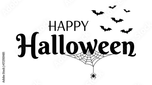 Happy Halloween Decoration: A festive image perfect for holiday promotions featuring text and spooky elements with decorative appeal.
