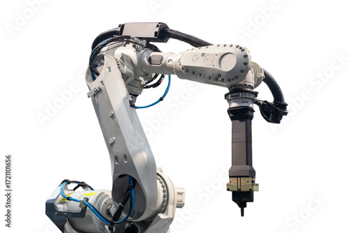 Robotic arms in large industrial production systems and robotic management systems