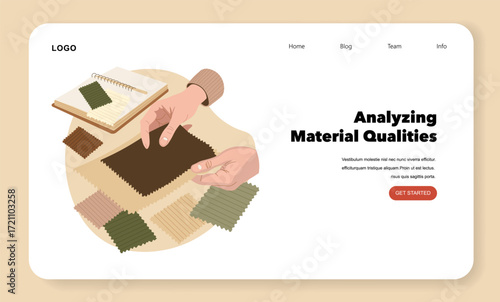 Hands Analyzing Fabric Samples in Vector Illustration