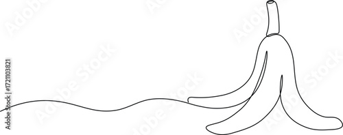 Banana Peel Continuous Line Art. Minimalist Fruit Vector Illustration