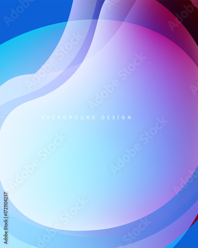 Abstract flowing shapes, vibrant blues, purples, reds create modern background. Smooth gradients offer visual appeal.