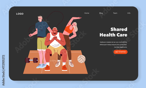 Fitness Team Exercising Together Vector Illustration
