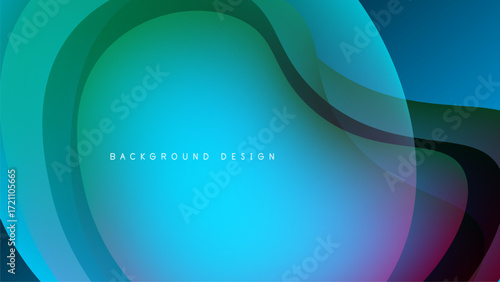 Abstract fluid shapes, vibrant blues, greens, gradients. Modern design, dark background creates depth, smooth transitions.