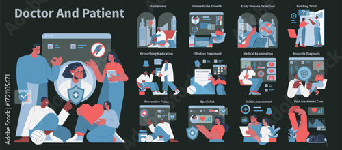 Doctor and Patient Interaction in Healthcare Illustration