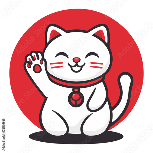 Lucky cat, New Year, vector, transparent background, festival, Asia, figurine, culture, Maneki-neko, Fortune cat, Japanese waving cat, mascot, cute, cat, isolated, celebration