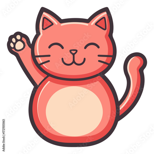 Lucky cat, New Year, vector, transparent background, festival, Asia, figurine, culture, Maneki-neko, Fortune cat, Japanese waving cat, mascot, cute, cat, isolated, celebration