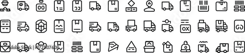 Modern delivery service icons for website, app, or print projects, representing distribution, shipping, and logistics with a clean, minimalist style
