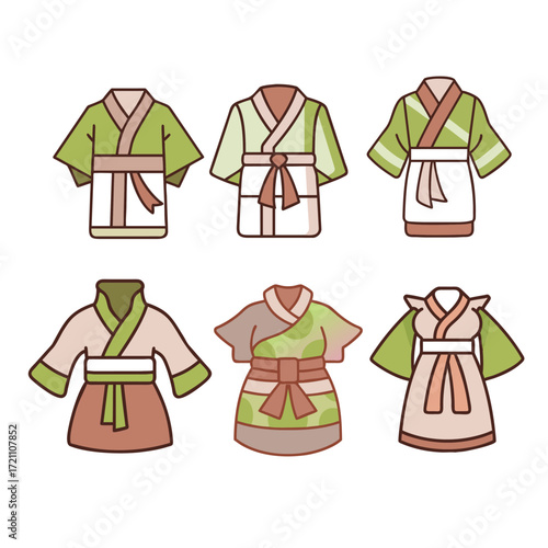 japanese traditional dress like kimono,jinbei,tomeso,furisode.eps