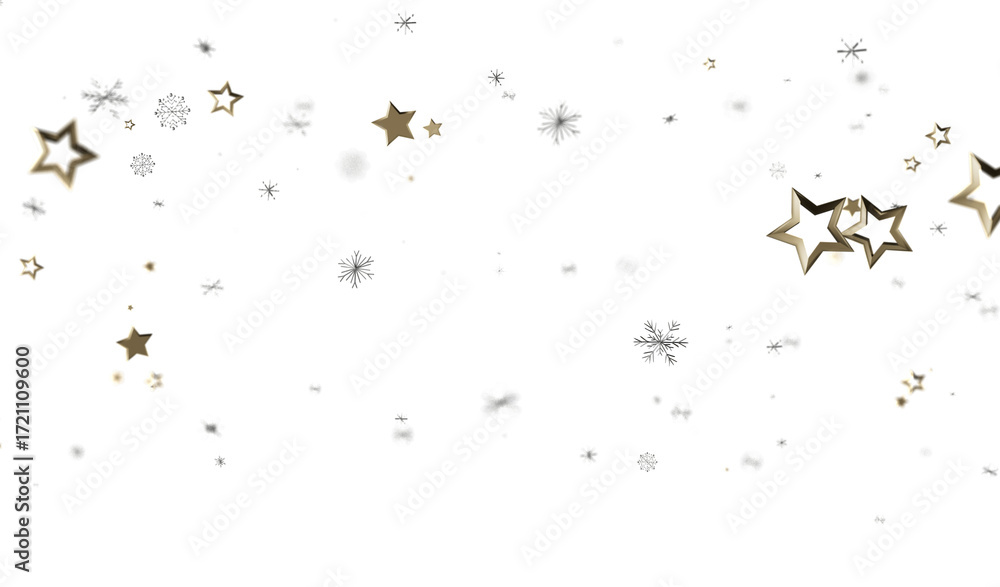 Obraz premium Festive winter background with golden stars and snowflakes. Perfect for holidays, celebration, and winter themes.