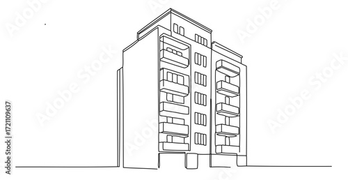 These are modern apartment buildings. Their design is extremely simple, resembling a minimalist illustration drawn with a single stroke of a pen.