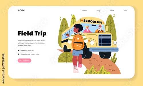 Child Boarding School Bus Vector Illustration