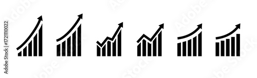 Growth vector icon. Graph or diagram with arrow going up and down. Vector