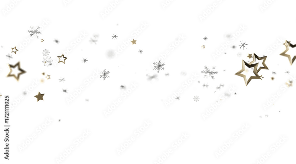 Obraz premium Festive winter background with gold stars and snowflakes. Perfect for holidays, celebrations, and winter themes.