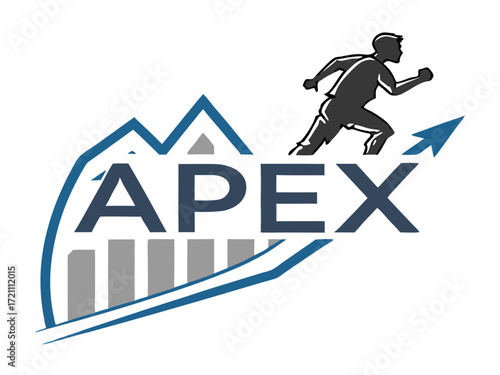 Silhouette of a climber reaching the mountain apex.