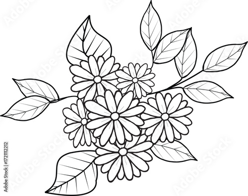 coloring pages, color page, flower, vector, floral, nature, leaf, plant, illustration, spring, art, design, drawing, flowers, decoration, summer, blossom, pattern, bouquet, garden, beauty, branch, pet
