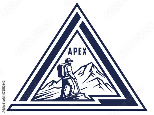 Silhouette of a climber reaching the mountain apex.