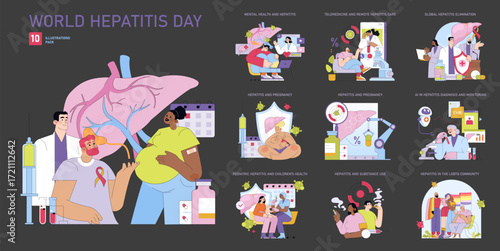 World Hepatitis Day Awareness Vector Illustration