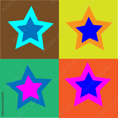 Flat colorful star icons set. Ideal for ratings, favorites, achievements, reviews, and rewards.