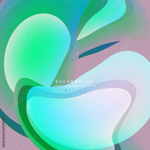 Abstract fluid shapes blend, creating vibrant gradients. Soft colors overlap, forming dynamic background design. Smooth transitions dominate composition.