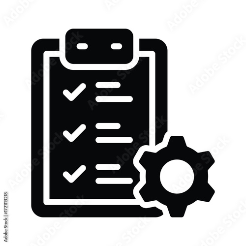 Checklist with gear concept line style icon of car inspection