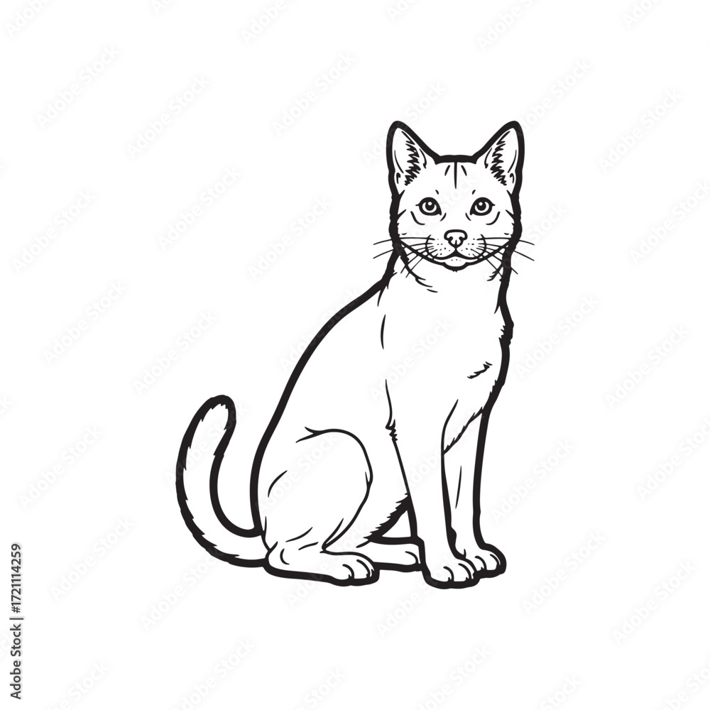 Obraz premium Elegant Line Art Portrait of a Sitting Cat