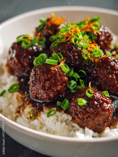 Asian Meatballs Crockpot with rice
