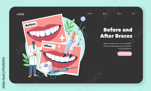 Before and After Braces Vector Illustration