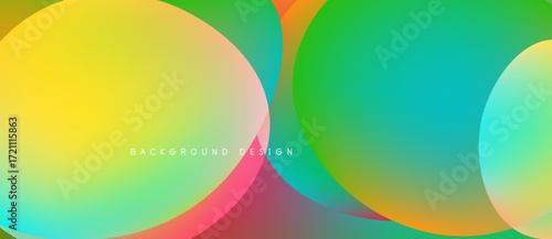 Abstract colorful overlapping circles create vibrant background. Gradient hues blend smoothly, offering modern visual appeal.