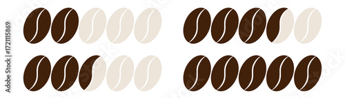 Espresso coffee beans frying roast degree meter infographic brown background vector icon illustration with intensity scale aroma energy arabica flavor powder medium coarse fine grind strength cafe