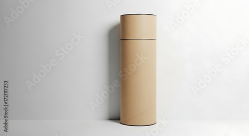 Wallpaper Mural Minimalist Kraft Paper Tube Mockup - Clean Presentation Against a White Wall. Torontodigital.ca