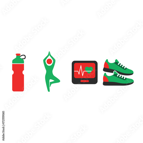 Health and Fitness Icon Set Vector