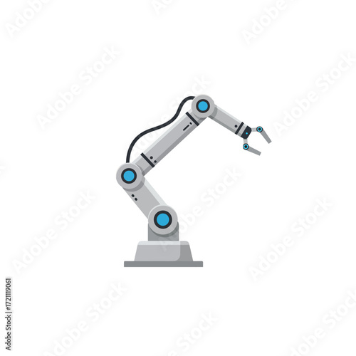 Advanced industrial robotic arm vector illustration for modern factory automation and smart manufacturing technology concept design