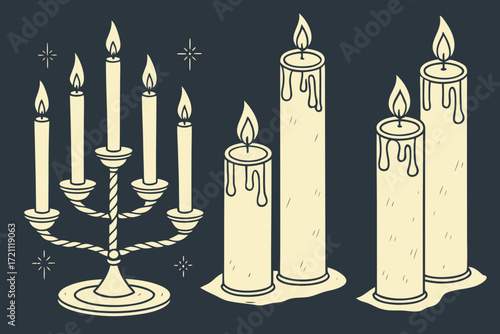 Halloween candles illustration: spooky candlelight decor | editable svg