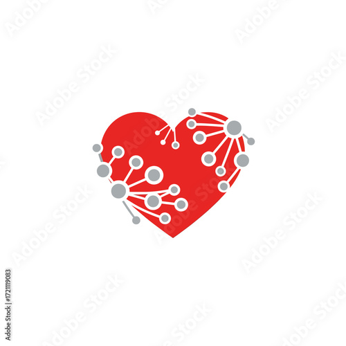 Heart with AI Nodes Logo for Health-Tech