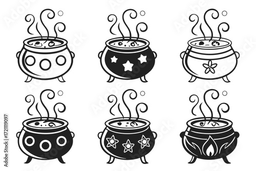 Halloween cauldron clipart: witch potions, spooky vector graphics | editable svg