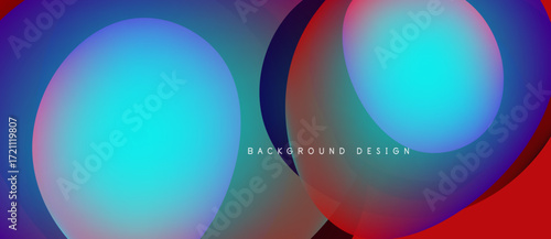 Abstract vibrant overlapping circles. Gradient colors blend, creating modern design. Black background emphasizes bright hues.