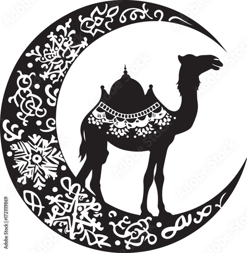 Arabian Camel Silhouette Vector Bundle | Desert Camel Moon Mandala SVG PNG EPS JPG Clipart