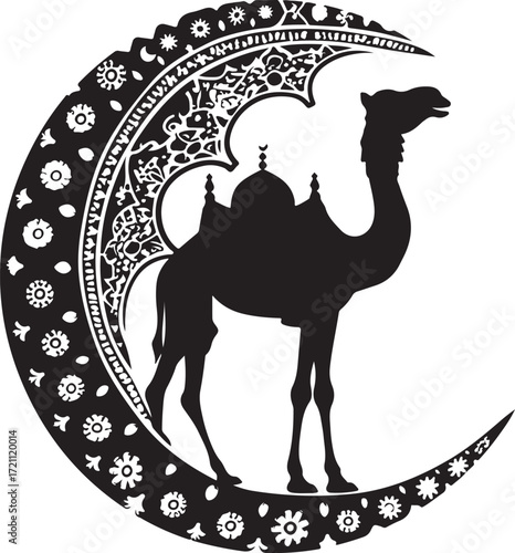 Arabian Camel Silhouette Vector Bundle | Desert Camel Moon Mandala SVG PNG EPS JPG Clipart