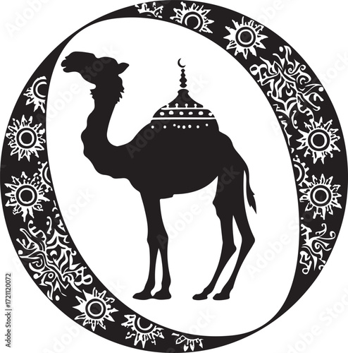 Arabian Camel Silhouette Vector Bundle | Desert Camel Moon Mandala SVG PNG EPS JPG Clipart