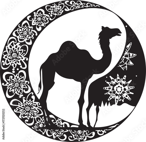 Arabian Camel Silhouette Vector Bundle | Desert Camel Moon Mandala SVG PNG EPS JPG Clipart