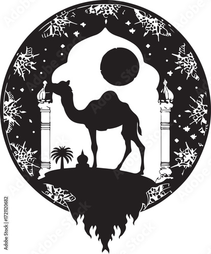 Arabian Camel Silhouette Vector Bundle | Desert Camel Moon Mandala SVG PNG EPS JPG Clipart