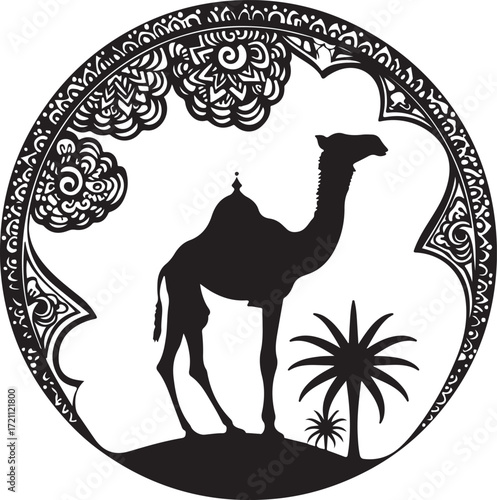 Arabian Camel Silhouette Vector Bundle | Desert Camel Moon Mandala SVG PNG EPS JPG Clipart