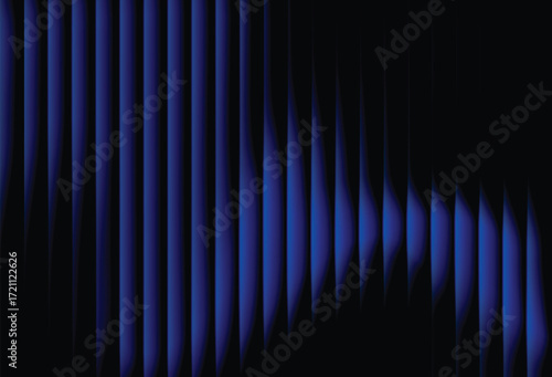 Ribbed abstract glass texture with vertical blue gradient lines, futuristic luminous background with elegant geometric symmetry, bold dynamic modern design pattern, digital vector illustration
